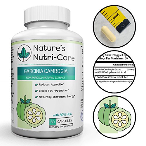 Nature's Nutri-Care Garcinia Cambogia Pure Extract - 80% HCA - 1500 mg daily - 60 or 180 Capsules - Appetite Suppressant and Fat Blocking Weight Loss Supplement - Made in USA, 60 Nature's Nutri-Care Garcinia Cambogia Pure Extract - 80% HCA - 1500 mg daily - 60 or 180 Capsules - Appetite Suppressant and Fat Blocking Weight Loss Supplement - Made in USA, 60