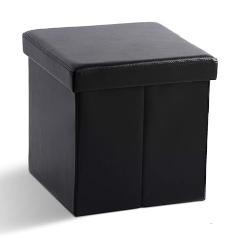 Zedelmaier Sitzhocker Sitzwürfel Fußbank Aufbewahrungsbox faltbar belastbar bis 300 kg 38 x 38 x 38 cm (Schwarz)
