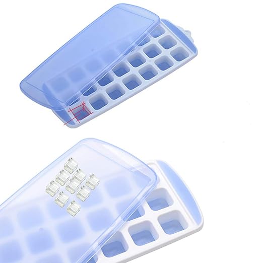Juego de 2 bandejas de silicona para cubitos de hielo con tapa ...