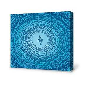 Canvas Wall Art A School of Fish Pictures Home Wall Decorations for Bedroom Living Room Paintings Canvas Prints Framed - 12x12 inches