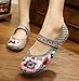 AvaCostume Chinese Embroidery Weave Oxfords Sole Girls Mary Jane Plarform Shoes, Grey, 36