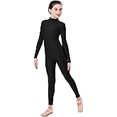 Aoylisey Girls Full Body Long Sleeve Unitard,Kids Gymnastics Turtleneck One Piece Bodysuits Dance Costume