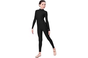 Aoylisey Girls Full Body Long Sleeve Unitard,Kids Gymnastics Turtleneck One Piece Bodysuits Dance Costume