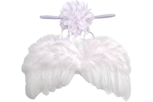 Nishine 2 PACK White Newborn Fuzzy Feather Angel Wings + Headband Set for Baby Cosplay Girls Costume Photography