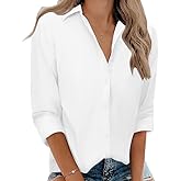 SEMARO Womens Casual Wrinkle-Free Button Down Shirts Long Sleeve Solid Blouse Office Tunic Tops