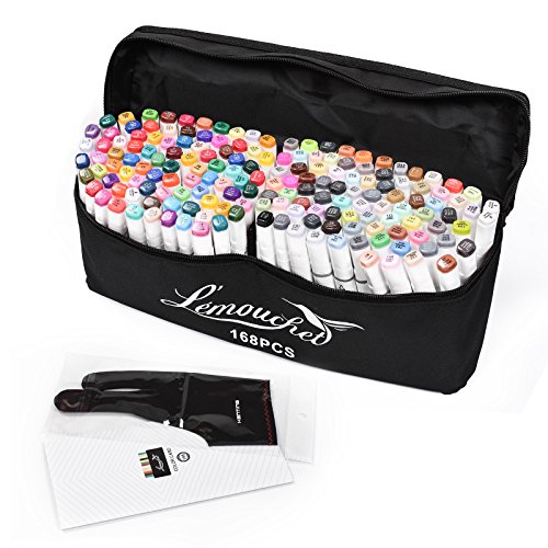 L émouchet twin marker pens 168+2 colors dual tips art…