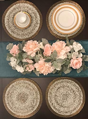 Decozen Handmade Round Beaded Placemat for Coffee Table Dining Table High Quality Beads Heat Resistant Scratch Proof and Easy to Care Kitchen DÃ©cor Table Mat with Diameter 14 inches - Antique Gold