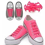 Homeout 1 Set(16pcs) No Tie Silicon Shoelaces - Colorful (Pink, 16pcs/Adults)