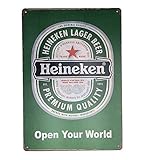 UNiQ Designs Heineken Lager Premium Quality Vintage Metal Beer Tin Signs - Bar Signs Vintage Beer Wall decor Alcohol Signs - Funny Signs for Bar Beer Decorations Bar Sign Decor 12x8