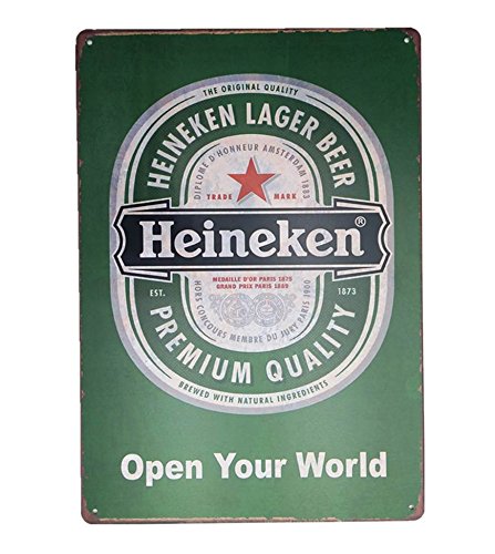 UNiQ Designs Heineken Lager Premium Quality Vintage Metal Beer Tin Signs - Bar Signs Vintage Beer Wall decor Alcohol Signs - Funny Signs for Bar Beer Decorations Bar Sign Decor 12x8