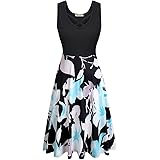 Moyabo Womens Sleeveless V Neck Criss Cross Midi Flared Tank Dress with Pockets