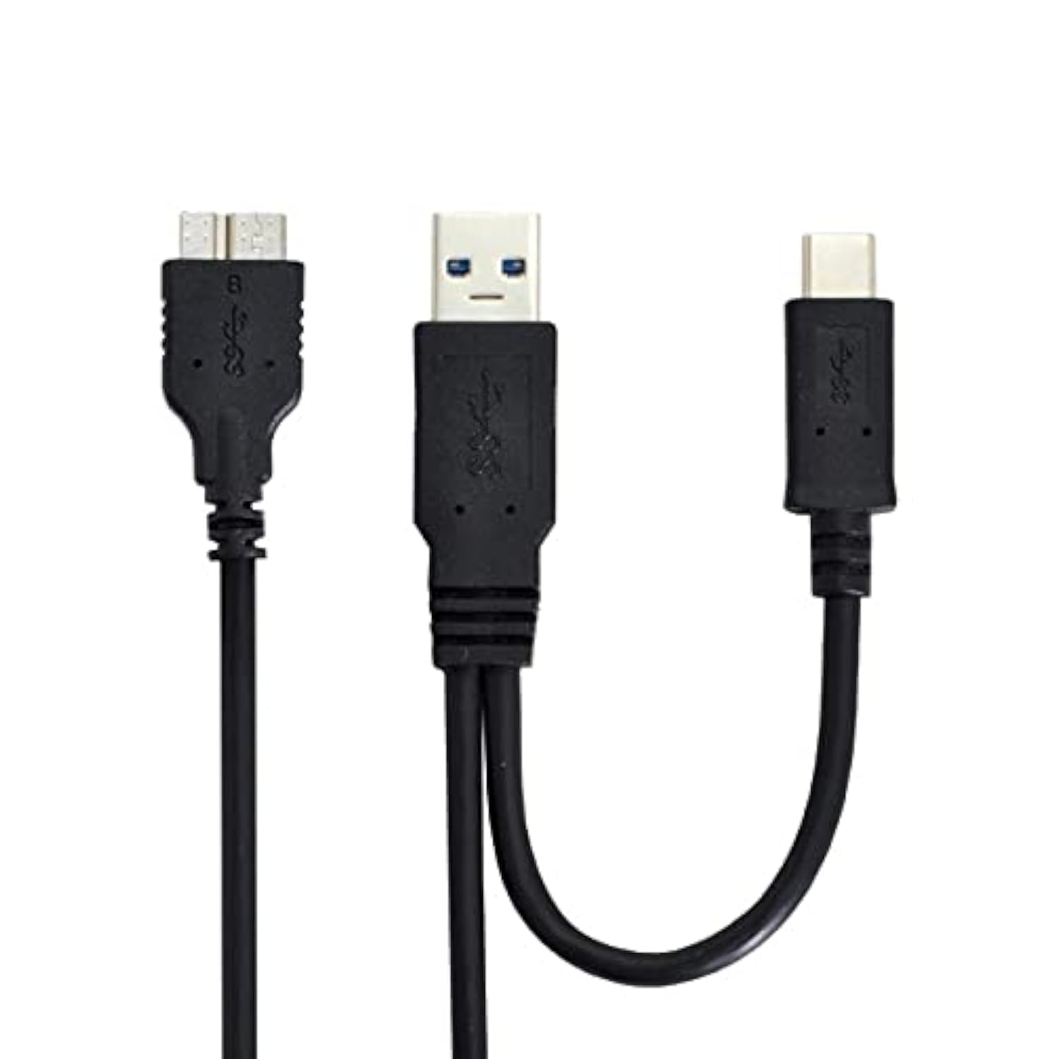 NFHK Combo USB-C USB 3.1 Type-C & USB3.0 Type-A Host to Micro USB 3.0 Target Data Cable for Disk