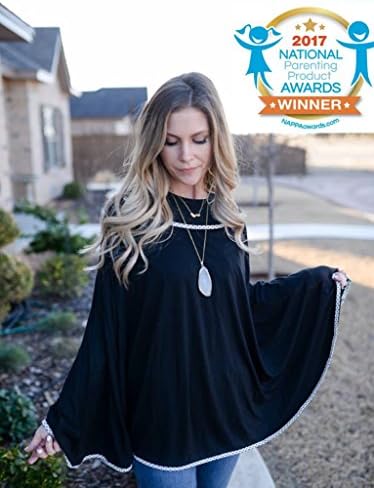 360° Modern Nursing Breastfeeding Cover &amp; Car Seat Canopy – Luxurious Soft Organic Bamboo (Black) by Aria Claire