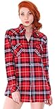 Simplicity Women's Classic Roll Up Sleeve Plaid Flannel Button Down Shirt