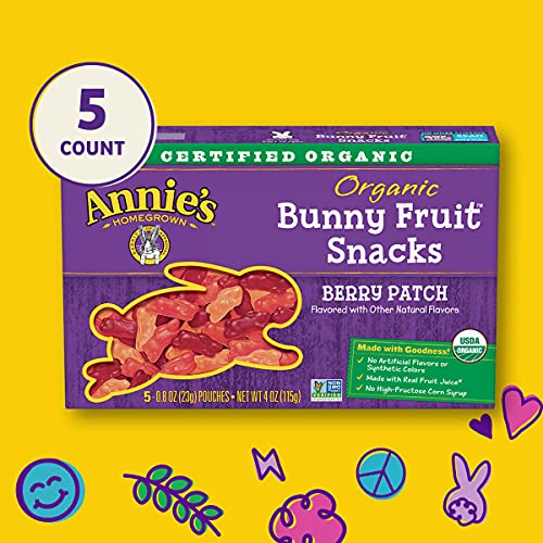 Annie's Organic Berry Patch Bunny Fruit Snacks, Gluten Free, 5 Pouches