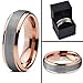 Tungsten Wedding Band Ring 6mm for Men Women Comfort Fit 18K Rose Gold Plated Beveled Edge Brushed Polished Lifetime Guarantee Size 8.5