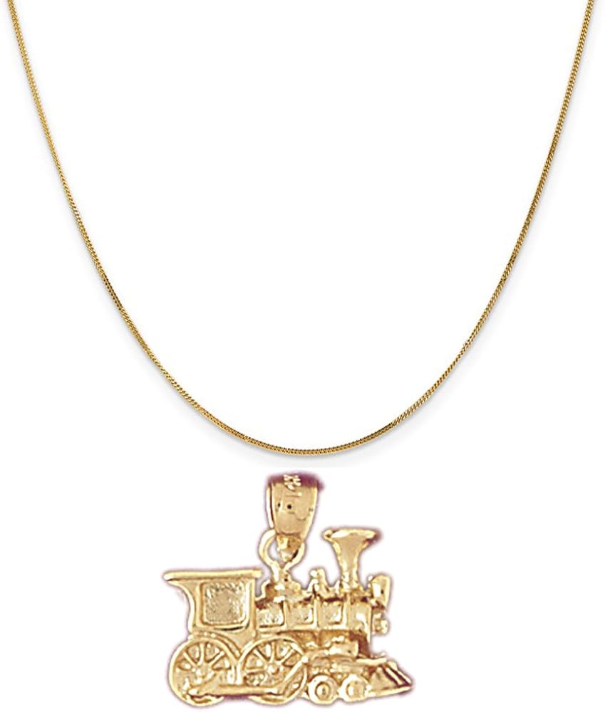 14k Yellow Gold Train Engine Pendant on a 14K Yellow Gold