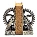 Bellaa 25662 Decorative Bookend Gear Book Ends Industrial Science Rustic Vintage Unique Heavy Steampunk Statues Bookshelves Stopper Support Home Decor Accents