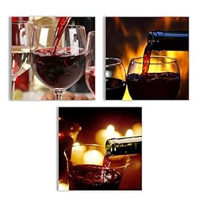Canvas Wall Art Abstract Wine Cup Pictures Home Wall Decorations for Kitchen Streched and Framed - 12"x12"x3 Panels