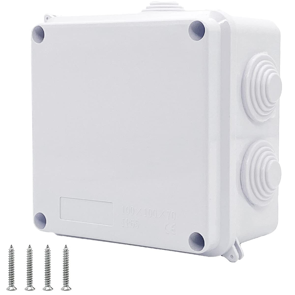 MABUSIYI IP65 Waterproof Junction Box, ABS Plastic Electrical Outdoor Junction Box, Waterproof Project Box for Electronic Cable (100*100*70mm), White