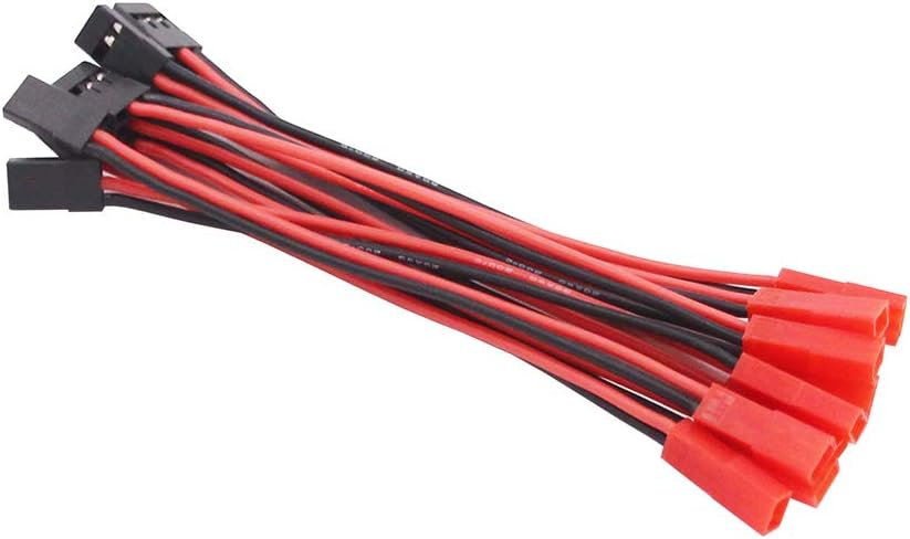 OliYin 10pcs JR Futaba Male Servo Connector Plug to JST Female Adapter Cable 20awg 10cm Silicone Wire for RC Lipo Battery(pack of 10)