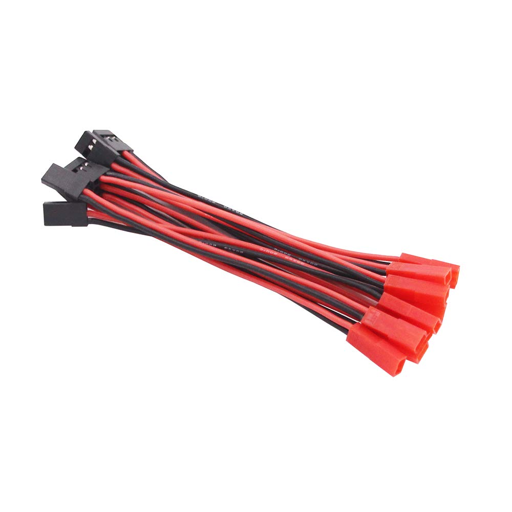 OliYin 10pcs JR Futaba Male Servo Connector Plug to JST Female Adapter Cable 20awg 10cm Silicone Wire for RC Lipo Battery(pack of 10)