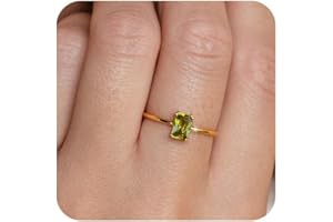 KAERUN Birthstone Rings for Women Teen Girls that Don’t Tarnish Gold Stackable Emerald Baguette Gemstone Rings for Mother Daughter Dainty Blue Green CZ Ring for Birthday Handmade Jewelry Gifts