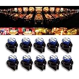 PA 10PCS #555 T10 LED Pinball Machine Lights 6.3V 4SMD + Bulb Socket Twist Lock Wedge Instrument Base (Blue)