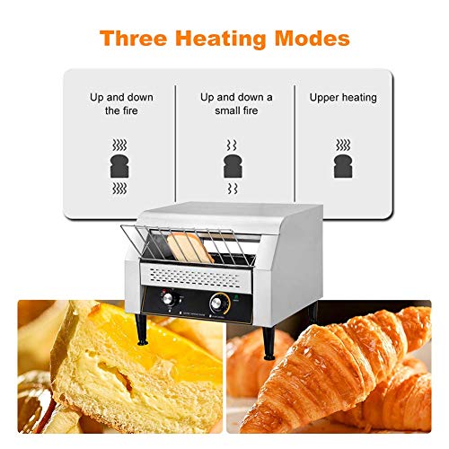 Commercial Conveyor Toaster, Bread Toaster Oven Stainless Steel Baking Container 14.4 x 4.3in, 450pcs/h