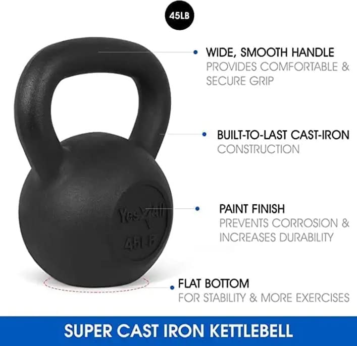 Yes4All Solid Cast Iron Kettlebell Weights Set , Great for Full Body