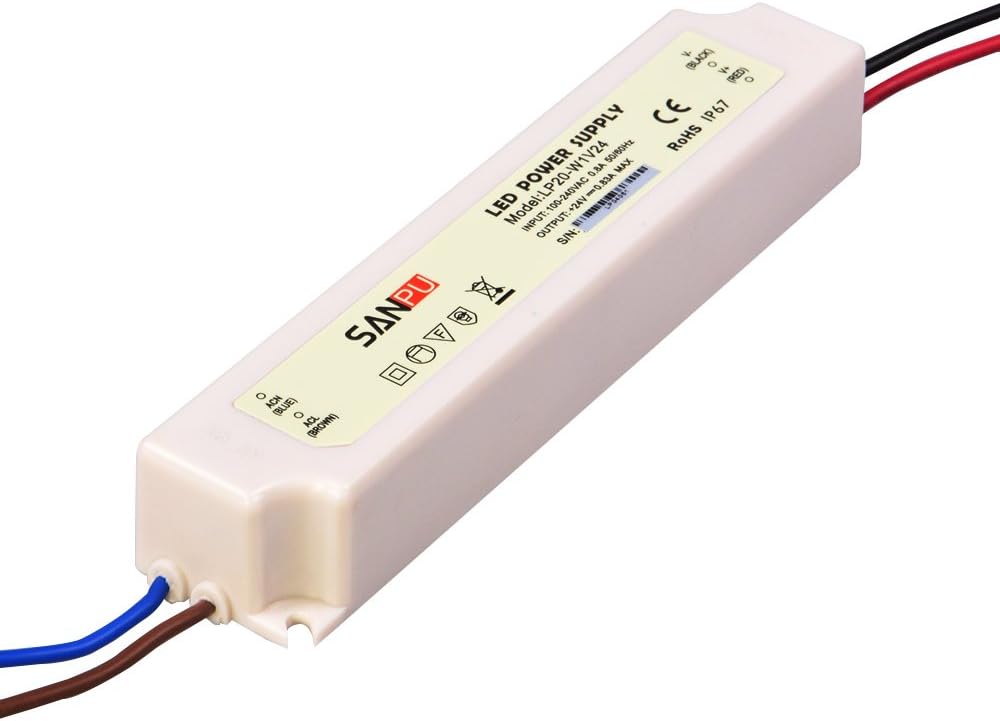 SMPS 24v 20w Waterproof LED Power Supply Constant Voltage Switch Driver 220v 230v ac to dc Lighting Transformer IP67 Plastic (SANPU LP20-W1V24)