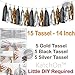 Gold 80th Birthday Decorations – Large, Pack of 23 | Black, Gold and Silver PomPoms and Tassel | 80th Birthday Party Supplies Kit | 80 Balloons | 80th Birthday Party Decorations | 80 Party Decor