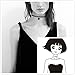 COZYLIFE Black Stretch Gothic Tattoo Henna Magic Choker Necklace with 26 Letter Pendant (A)