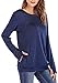 Seunala Women's Casual Solid Shirts Long Sleeve Tunic Tops Round Neck Loose Comfy Pullover with Pockets