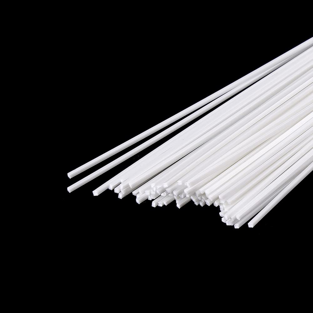 SKYPRO 100Pcs 1x1x250mm White ABS Styrene Plastic Square Bar Rods for DIY Toys Doll House, DIY Sand Table Model, DIY Scene Making, Building Making