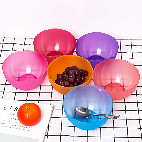 Plastic Bowls set of 12 Unbreakable and Reusable 32oz/6 inch Plastic Cereal/Soup/Salad Bowls