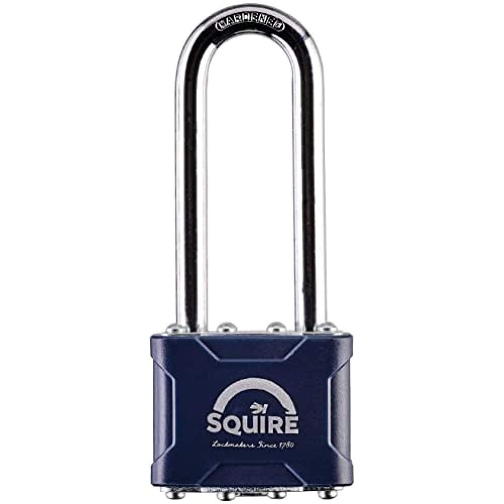 Henry Squire Stronglock Laminated Long Shackle 4 Pin Double Locking Padlock, 2.5-inch Shackle Length