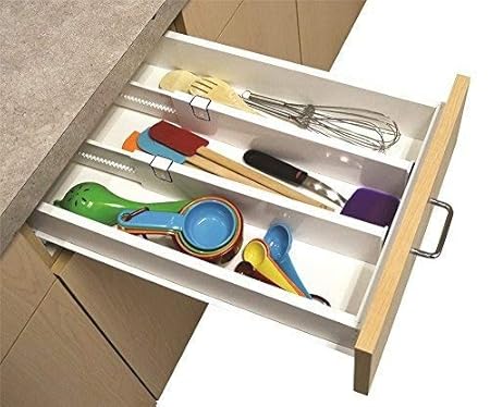2 Snap Fit Drawer Dividers Kitchen Organizer Universal Silverware