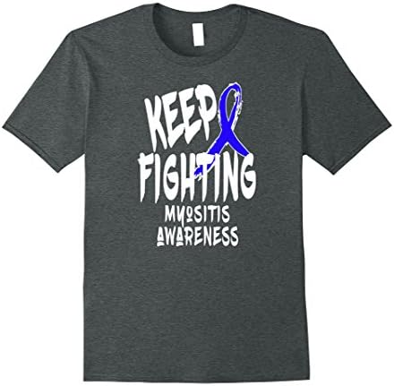 Mens Keep Fighting MYOSITIS Support and Awareness Shirt 3XL Dark Heather