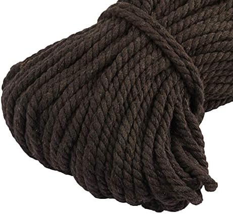 5mm Colored Cotton Rope,Brown Natural Twisted Cotton Rope,Weave Three Strands of Cotton Rope DIY Tying Rope Pet Rope Twist Rope,100 Meters