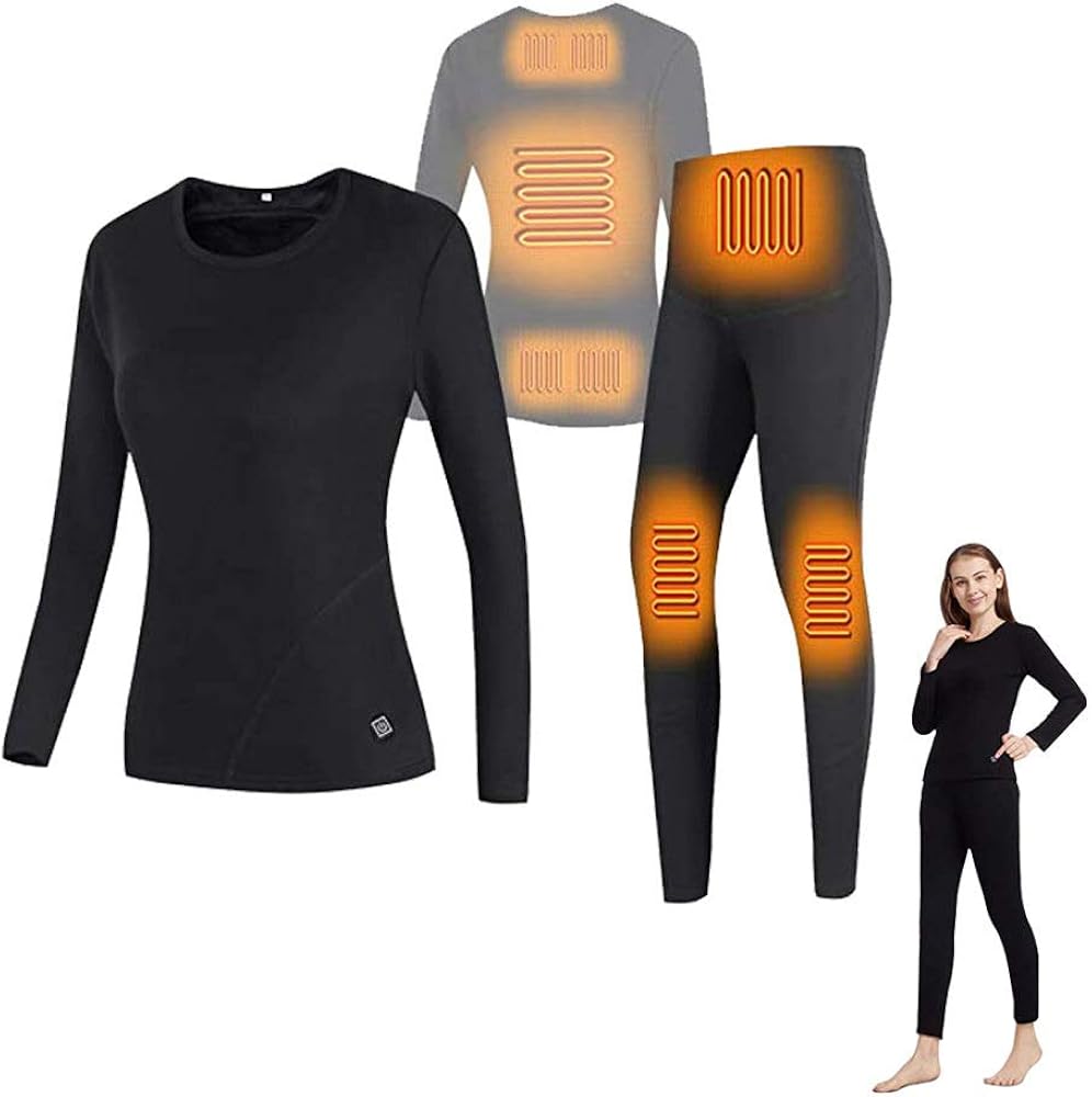 CHENTAO USB Heated Thermal Underwear Set, Women's Winter Heated