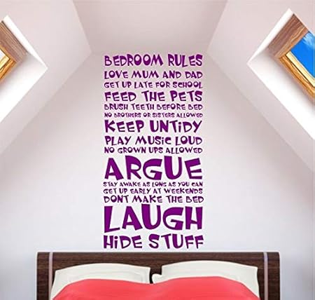 Amazon.com: Kid Bedroom Rules Wall Art Decal Decor Vinyl Quote Funny