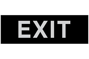 All Quality Basic Exit Wall or Door Sign - Simple & Clear To Ensure Safety | Easy to Install - Black/Silver - Large (1 Pack)