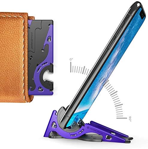 Pocket Tripod Pro by Geometrical - Universal Kit - EDC Universal Card-Size Adjustable Carbon Fiber Phone Tripod for iPhone and Android with TPU Grip for Mobile Photography (Nebula)