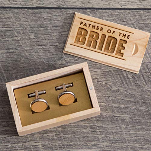 Father of the Bride Gift Box with Maple Wood Cuff Links - Party Favor Wedding Gift