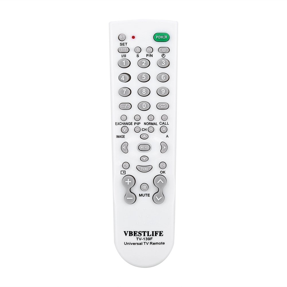 VBESTLIFE 1Pc Universal Intelligent TV Remote Control Unit TV-139F Replacement Controller, White