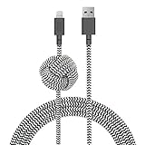 Native Union NIGHT Cable - Lightning to USB Charging/Sync Cable - Extra Long 3 Meter Braided Cable with Weighted Anchor Knot - Compatible with iPhone, iPad, iPod (Zebra)