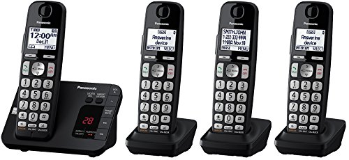 Panasonic-KX-TGE434B-KX-TG3634B-Cordless-Phone-with-Answering-Machine-4-Handsets-Certified-Refurbished-KX-TGE433B-plus-one-KX-TGEA40B-handset