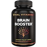 Vital Vitamins Brain Supplements with Bacopa Monnieri - for Memory and Focus – Nootropic Brain Booster - Caffeine-Free Support for Adults & Seniors – Non-GMO, 30-Day Supply, 30 Capsules