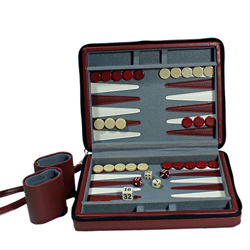 WE Games Burgundy Magnetic Backgammon Set with Carrying Strap - Travel Size